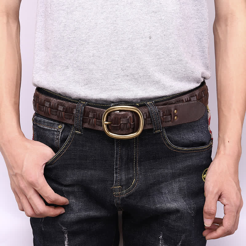 Woven Retro Trend Braided Jeans Leather Belt