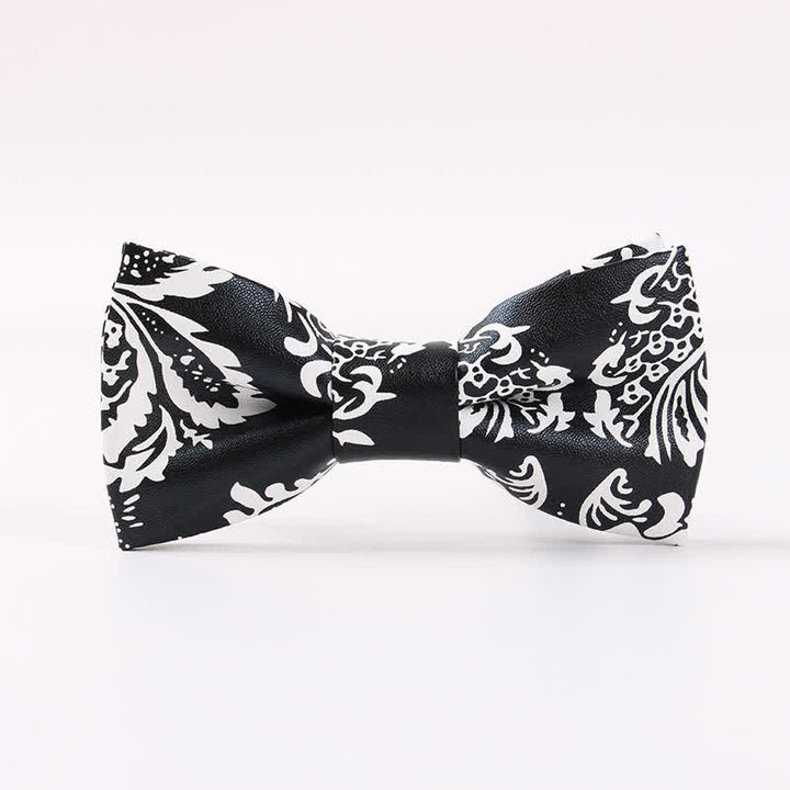 Men's Elegant Beauty Floral Leather Bow Tie