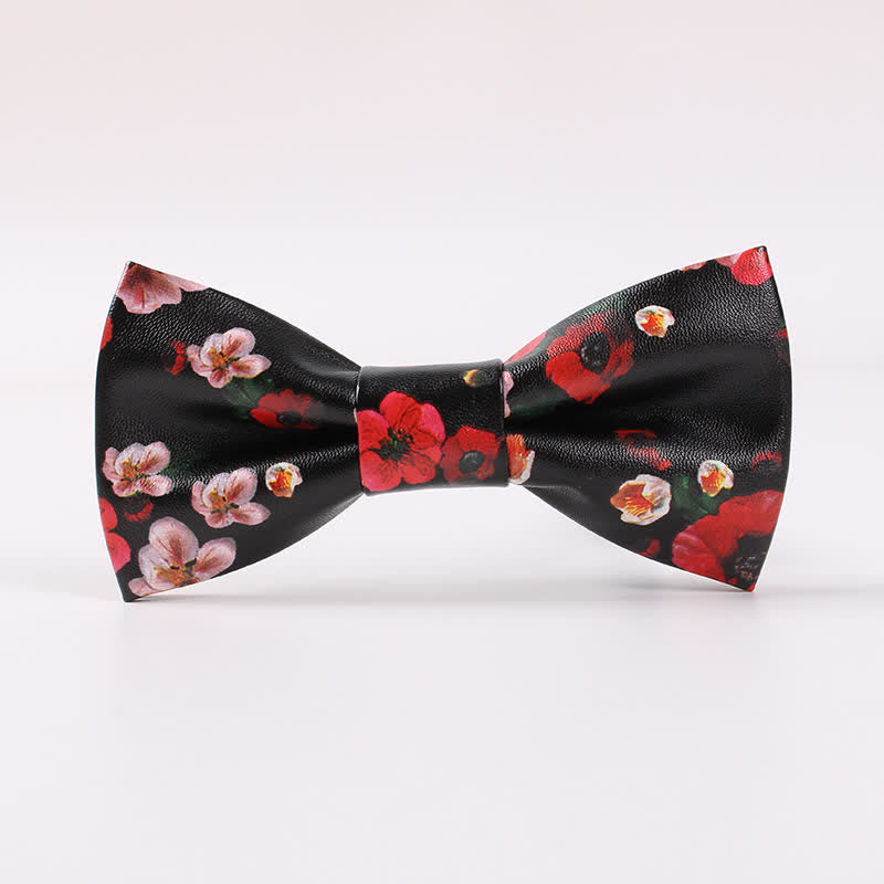 Men's Elegant Beauty Floral Leather Bow Tie - Style #2 - image 1