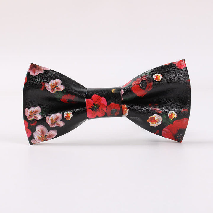 Men's Elegant Beauty Floral Leather Bow Tie - Style #2 - image 1
