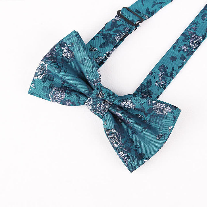 Men's Stunning Teal Floral Pattern Bow Tie