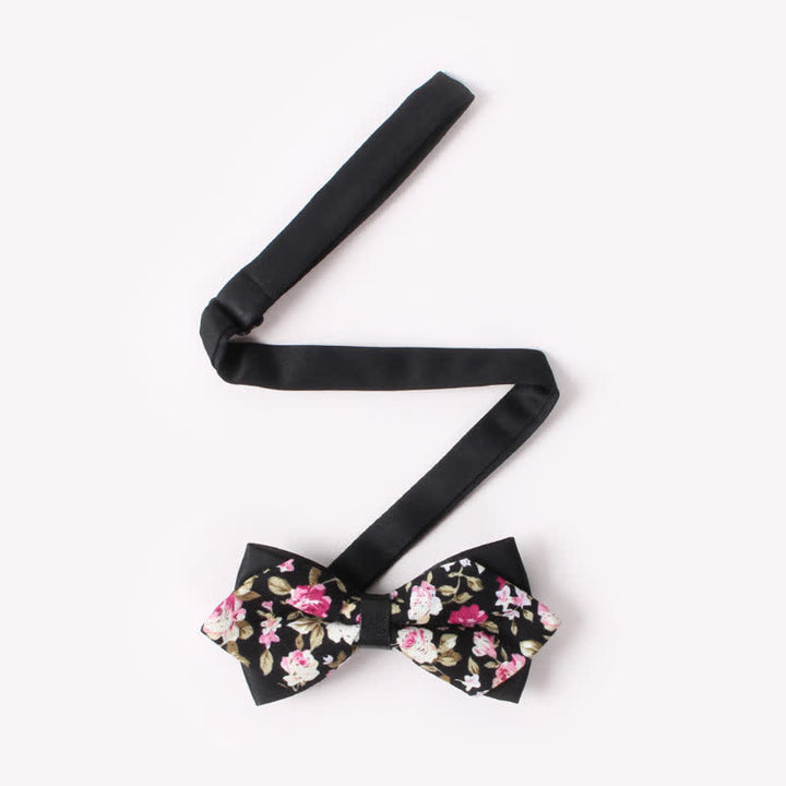 Men's Floral Double Layers Pointed Cotton Bow Tie