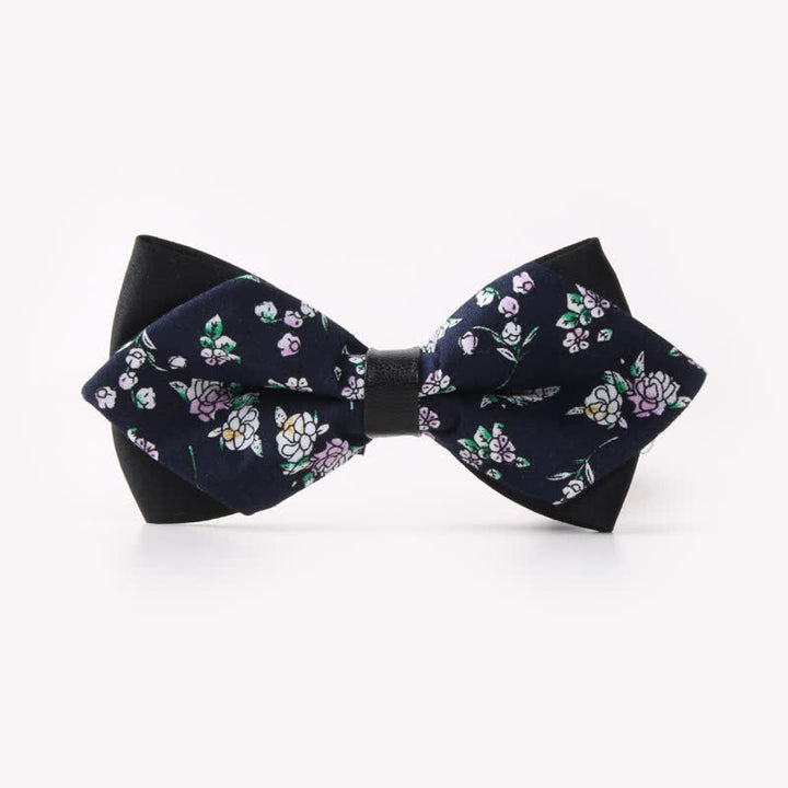 Men's Floral Double Layers Pointed Cotton Bow Tie