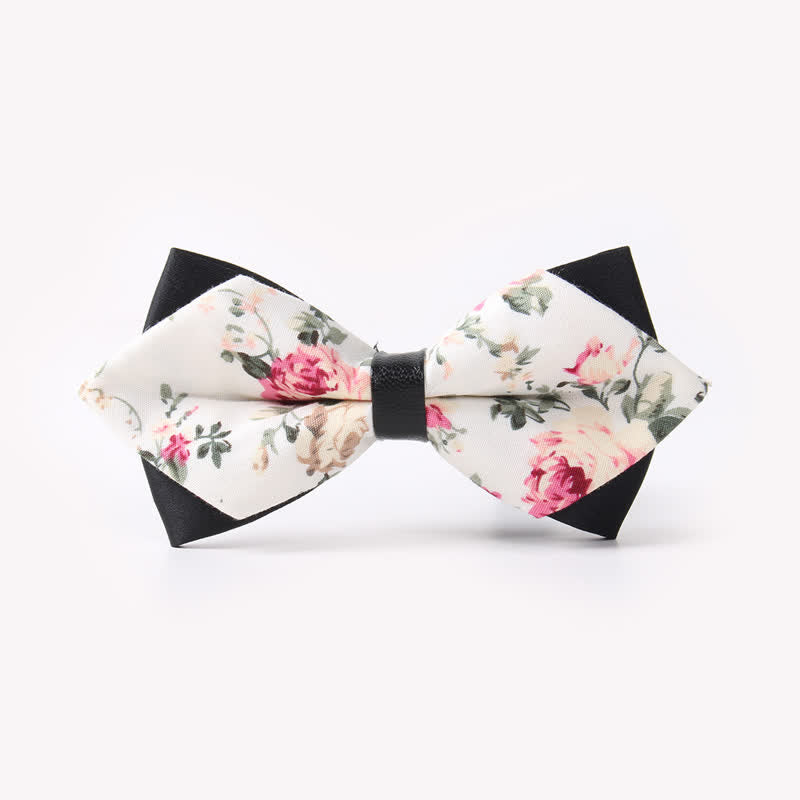 Men's Floral Double Layers Pointed Cotton Bow Tie