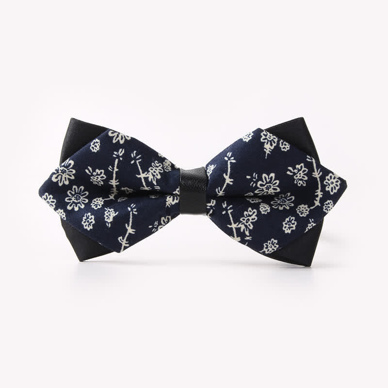 Men's Floral Double Layers Pointed Cotton Bow Tie