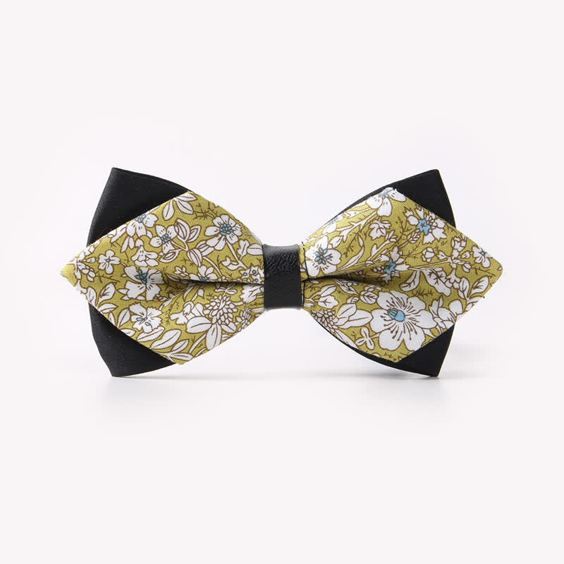 Men's Floral Double Layers Pointed Cotton Bow Tie