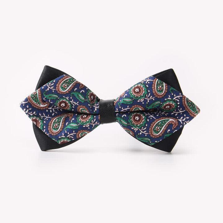 Men's Floral Double Layers Pointed Cotton Bow Tie