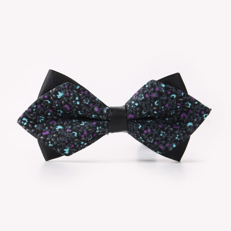 Men's Floral Double Layers Pointed Cotton Bow Tie