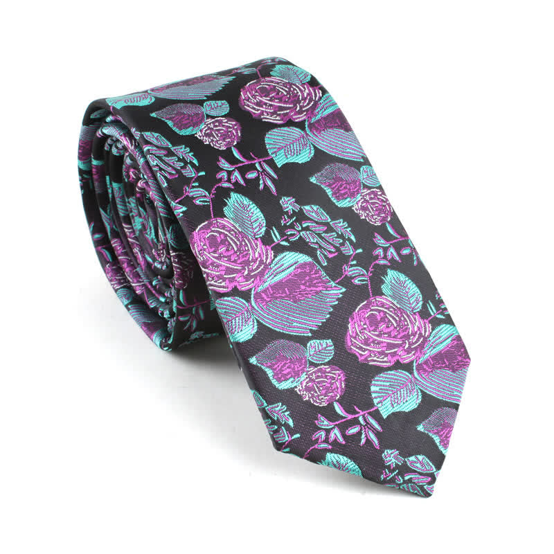 Men's Wedding Party Leisure Suit Skinny Floral Necktie - Pink - image 0