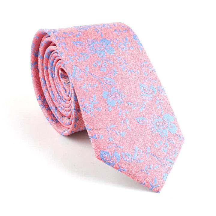 Men's Skinny Novelty Colorful Pattern Floral Necktie - Pink - image 3