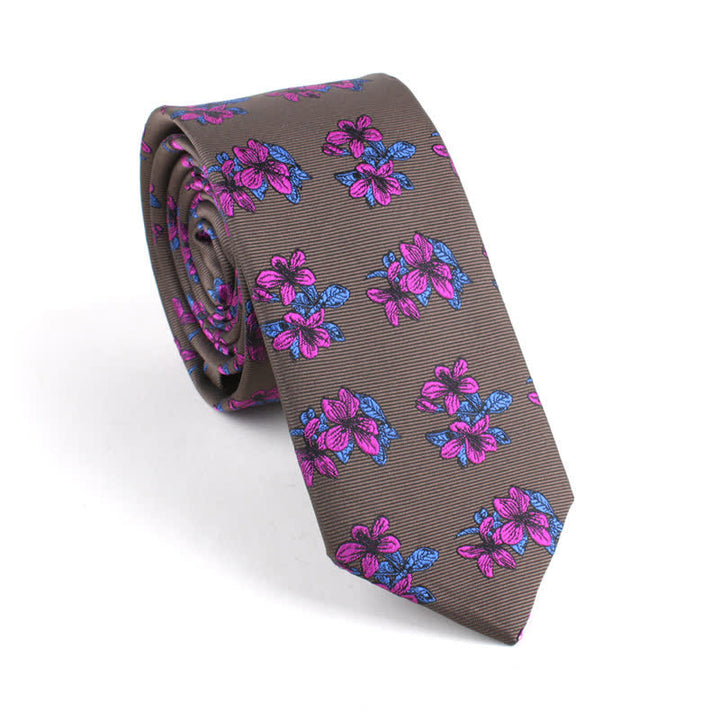 Men's Classic Chic Gentleman Skinny Floral Necktie - Sienna - image 5