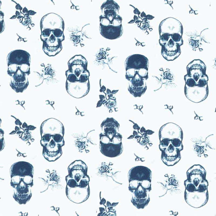 Men's White Base Rose Skull Printed Necktie - image 1