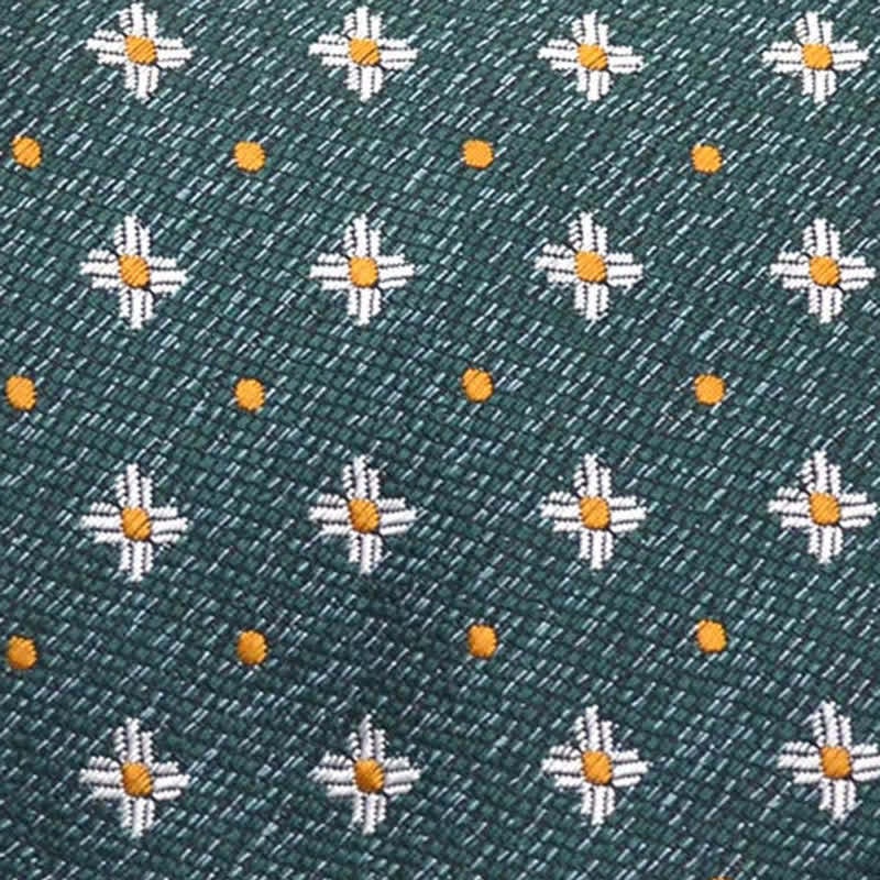 Men's Dark Green Daisy Polka Dot Floral Necktie - image 1