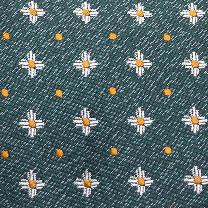 Men's Dark Green Daisy Polka Dot Floral Necktie - image 1