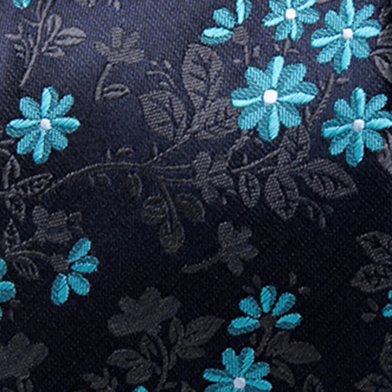 Men's Elegant Navy Blue Floral Pattern Necktie