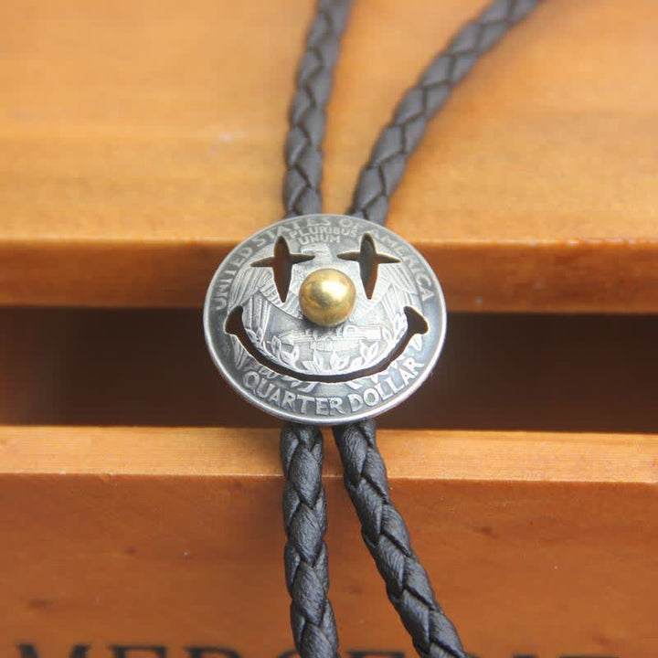 Stylish Clown Smile Face Coin Bolo Tie