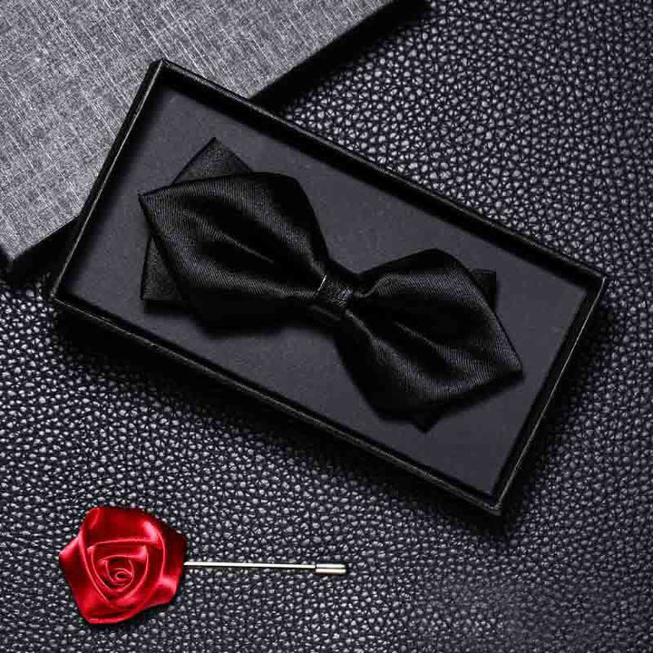 2Pcs Men's Vintage Double Pointy Wedding Bow Tie Set