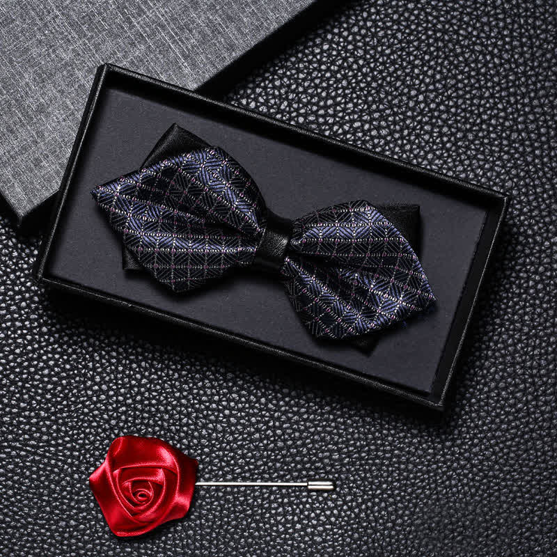 2Pcs Men's Vintage Double Pointy Wedding Bow Tie Set