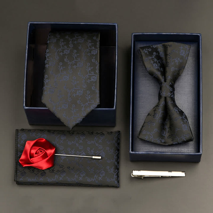 5Pcs Men's Formal Business Necktie Bow Tie Set