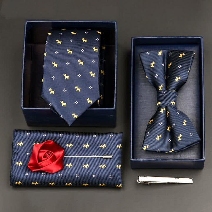 5Pcs Men's Formal Business Necktie Bow Tie Set