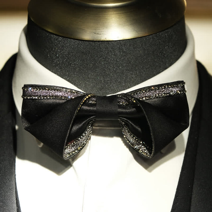 Men's Sea Of Stars Black Rhinestone Bow Tie