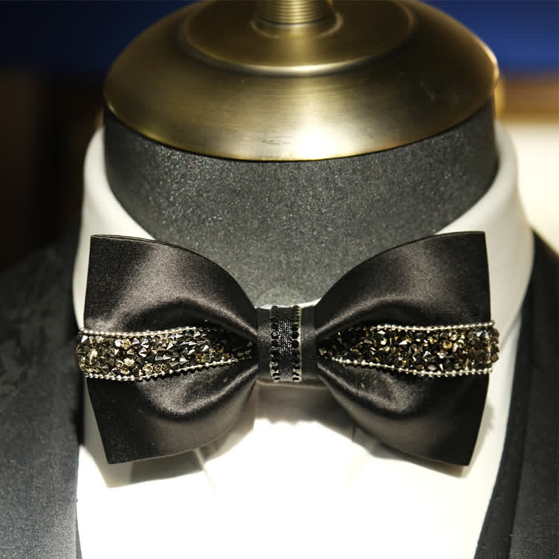 Men's Sea Of Stars Black Rhinestone Bow Tie