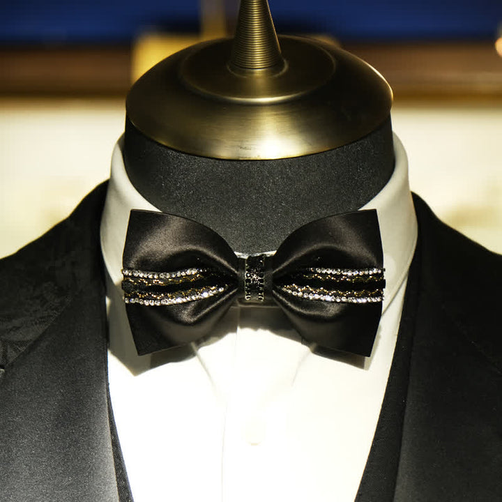 Men's Sea Of Stars Black Rhinestone Bow Tie