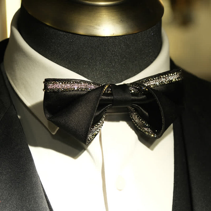 Men's Sea Of Stars Black Rhinestone Bow Tie