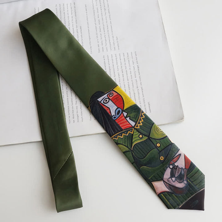 Men's The Lady In Dark Green Oil Painting Necktie