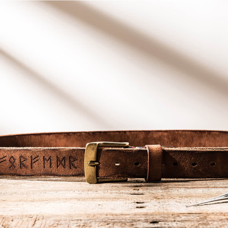 Retro Carved Letter Casual Workwear Leather Belt