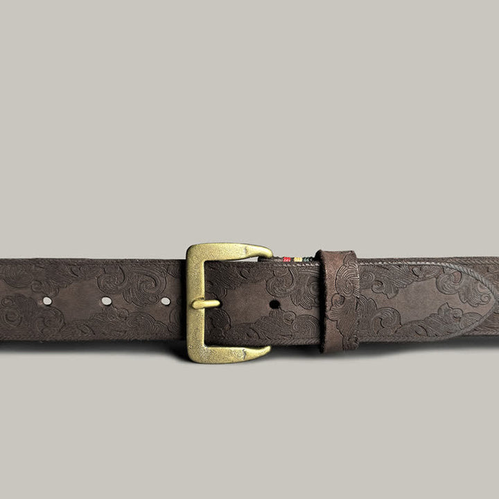 Delicate Vintage Floral Embossed Leather Belt