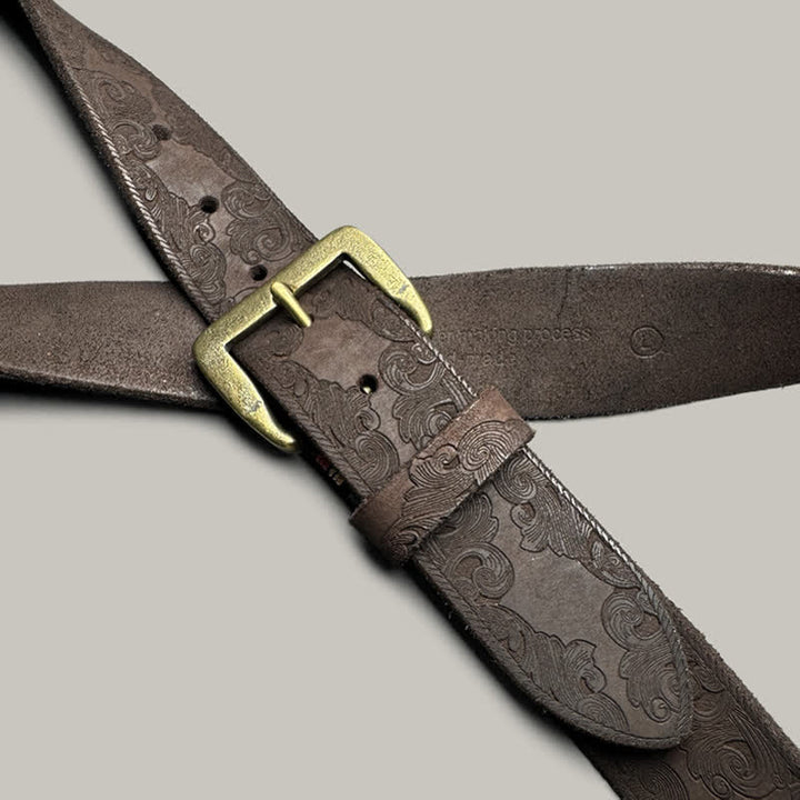 Delicate Vintage Floral Embossed Leather Belt
