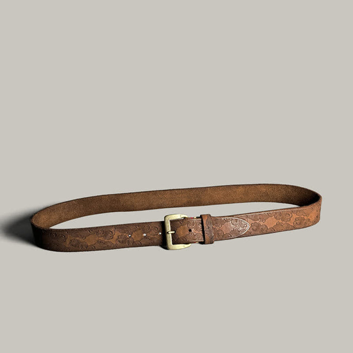 Delicate Vintage Floral Embossed Leather Belt