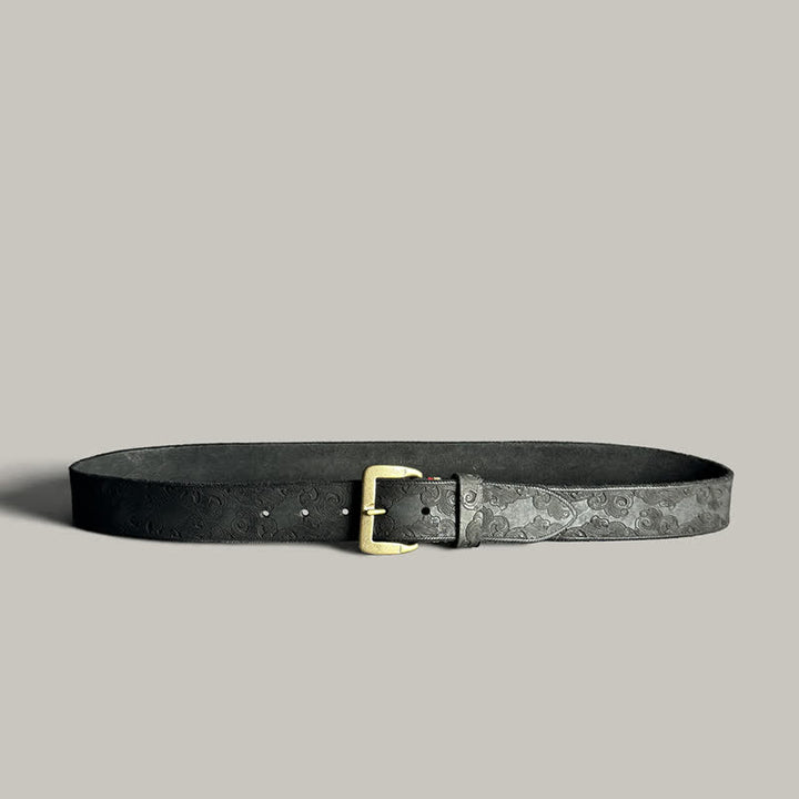 Delicate Vintage Floral Embossed Leather Belt