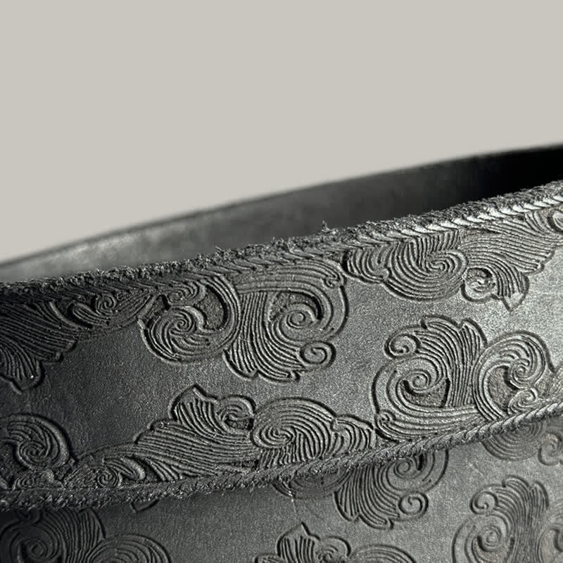 Delicate Vintage Floral Embossed Leather Belt