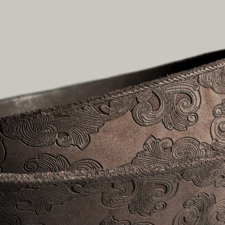 Delicate Vintage Floral Embossed Leather Belt