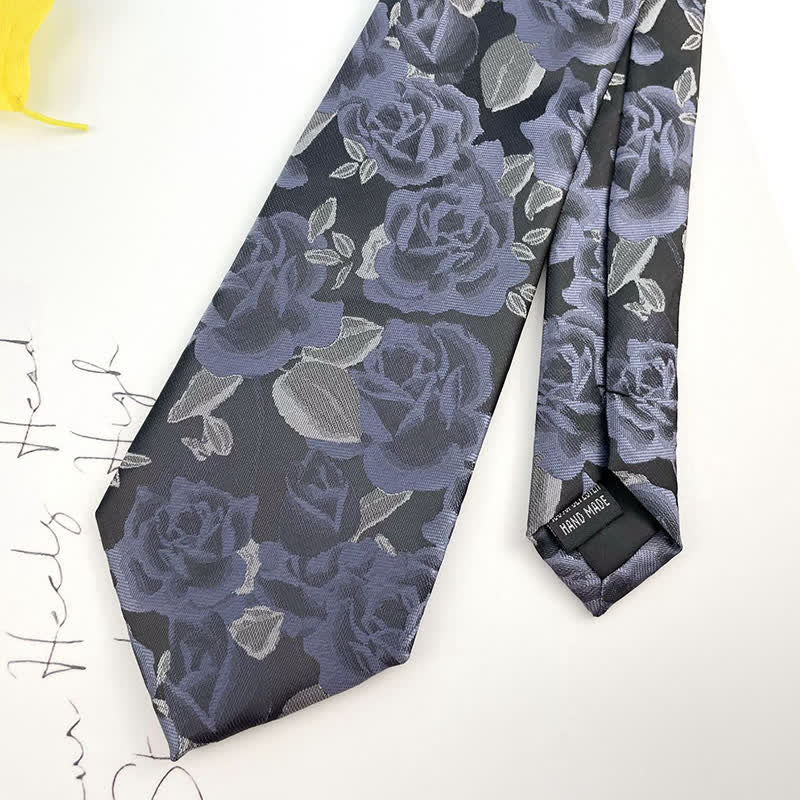 Men's Casual Personality Large Rose Floral Necktie