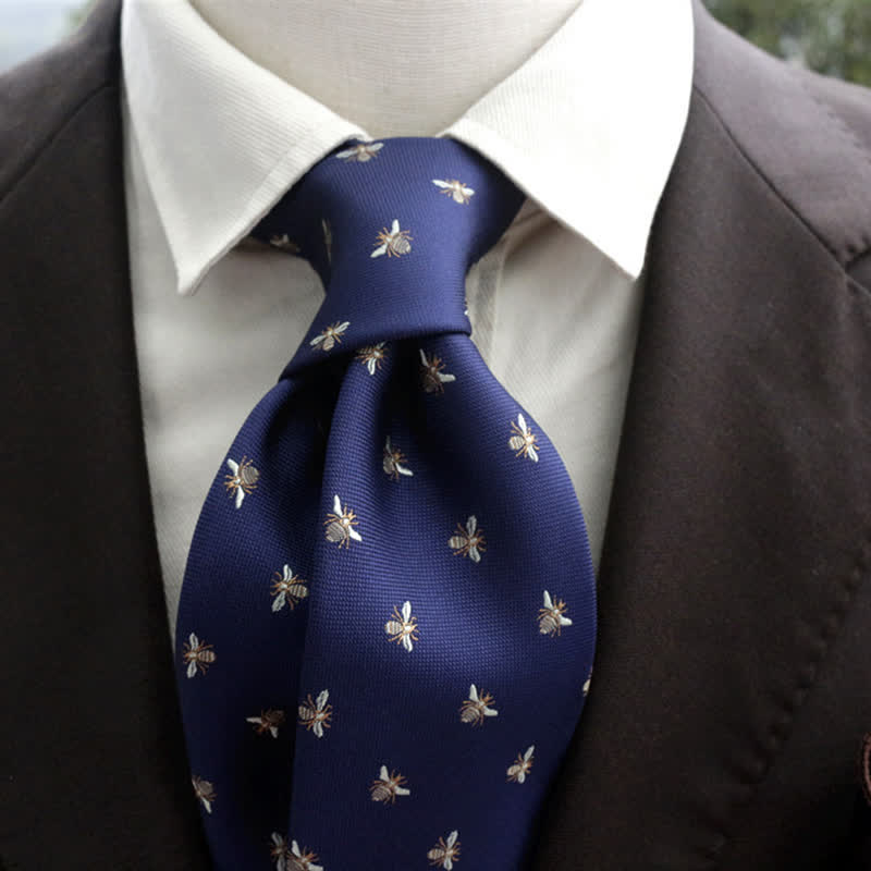 Men's Cute Honey Bee Casual Motifs Necktie - Navy - image 3