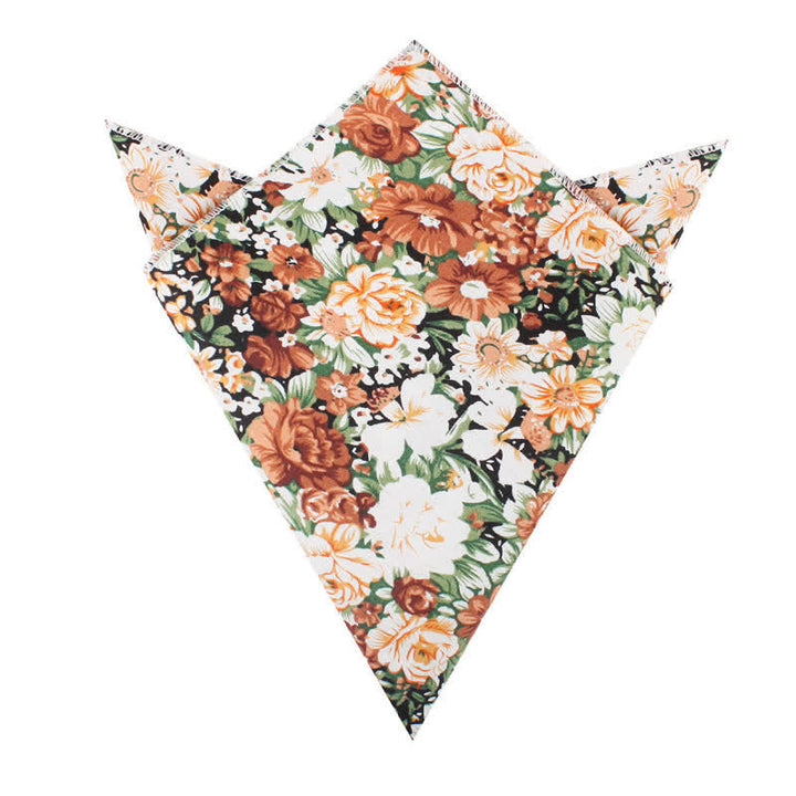 Muted Orange Floral Cotton Pocket Square