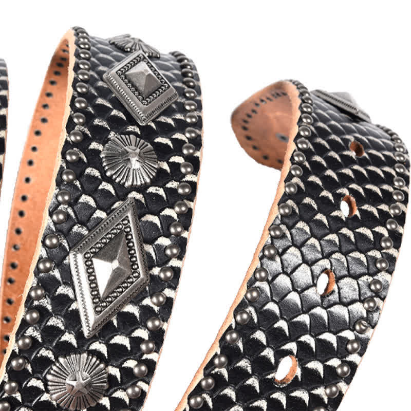 Snake Pattern Belt Personality Snake Skin Pattern Rivets Leather Belt – uk.floraltrip
