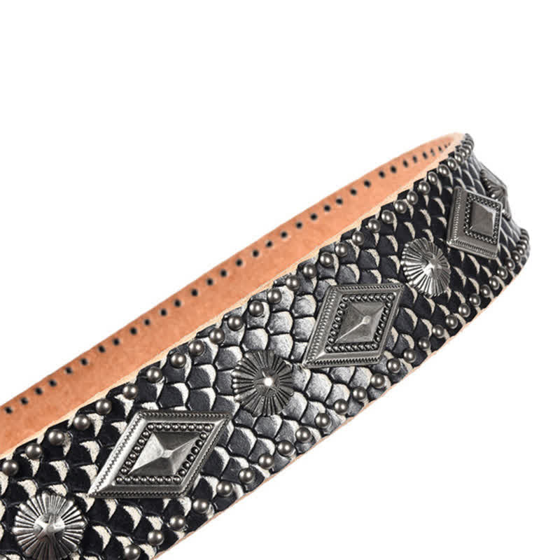 Personality Snake Skin Pattern Rivets Leather Belt