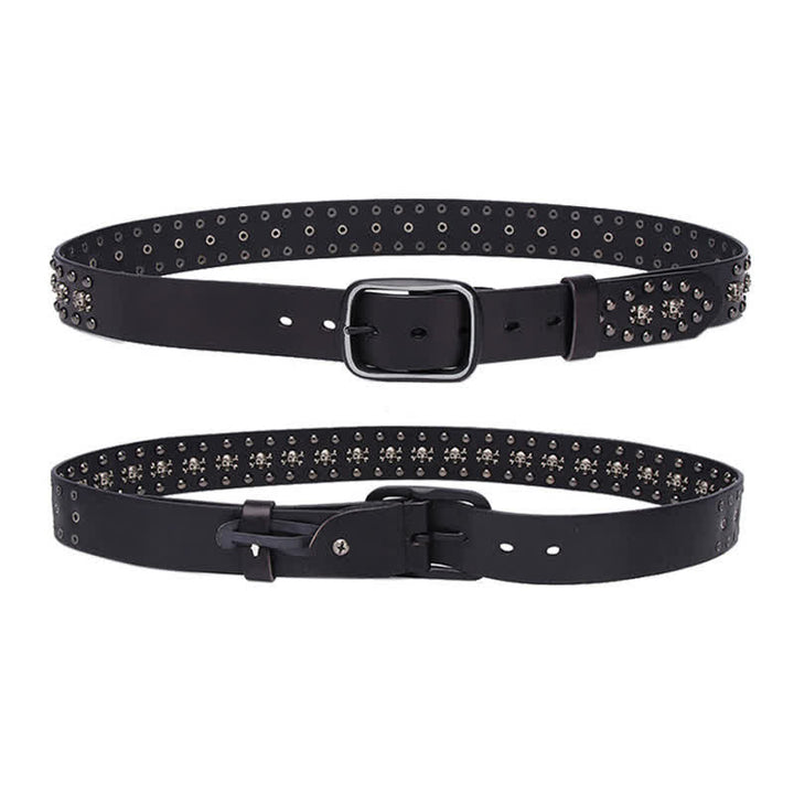 Studded Gothic MIni Skull Rivets Leather Belt