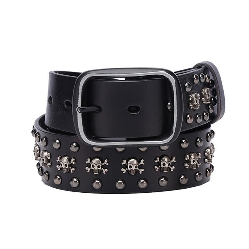 Studded Gothic MIni Skull Rivets Leather Belt