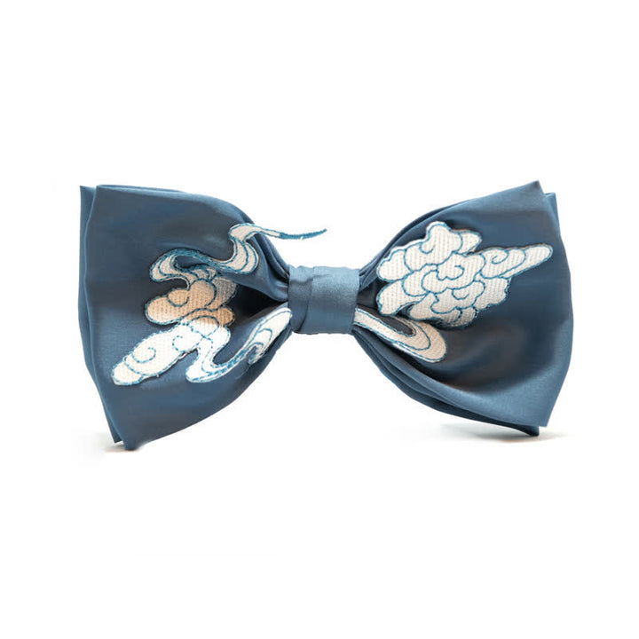 Men's Blue & White Cloud Double Layered Bow Tie