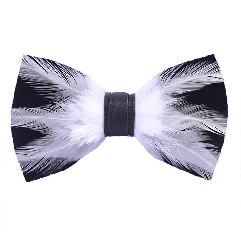 Red White Burgundy Pre-tied Feather Bow Tie