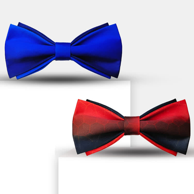 Men's Gradient Colors Double Layers Groom Bow Tie