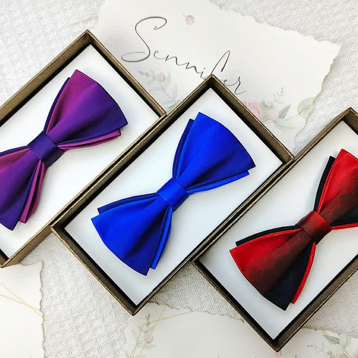 Men's Gradient Colors Double Layers Groom Bow Tie