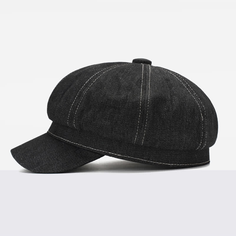 White Line Denim Newsboy Visor Beret Hat - image 4