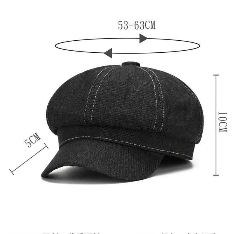 White Line Denim Newsboy Visor Beret Hat - image 7