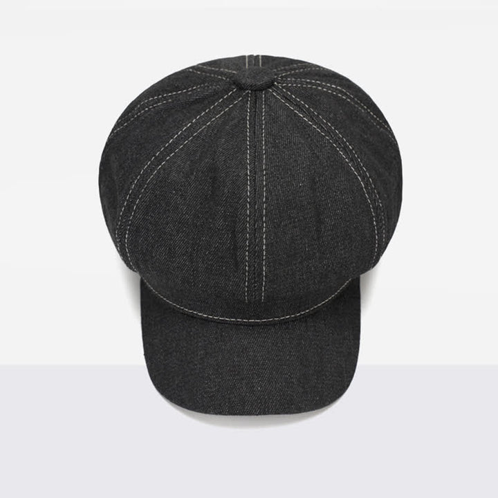 White Line Denim Newsboy Visor Beret Hat - image 5